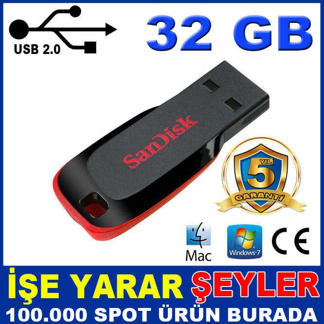 SANDİSK 32GB ULTRA HIZLI USB BELLEK FLASH DİSK
