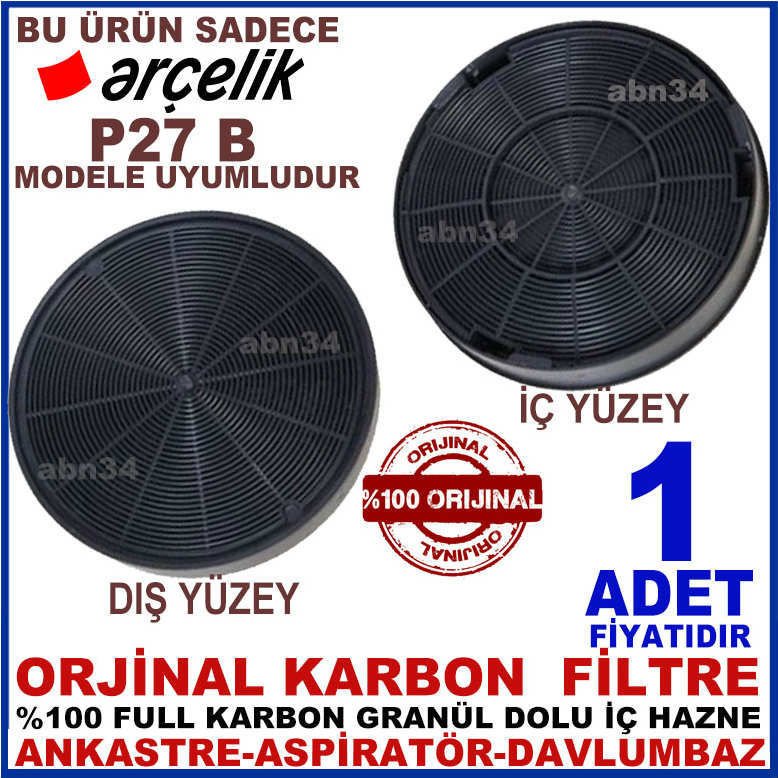 ARÇELİK ANKASTRE DAVLUMBAZ FİLTRESİ ARÇELİK P27 B MODEL DAVLUMBAZ İÇİN GRANÜL KARBONLU FİLTRE