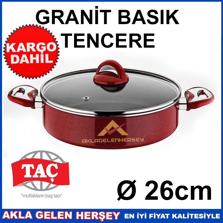 KARNIYARIK TENCERE SERAMİK DIŞ YÜZEY 26c GRANİT TAÇ BASIK TENCERE