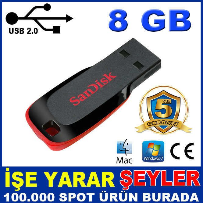 SANDİSK 8GB ULTRA HIZLI USB BELLEK FLASH DİSK