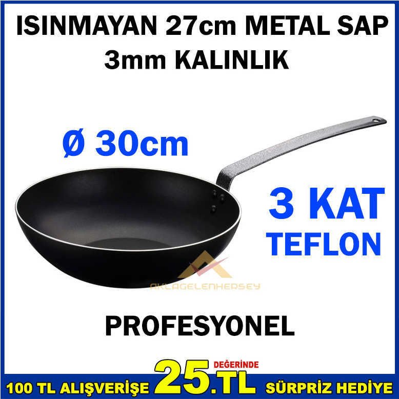 SERAMİK DIŞ YÜZEY TEFLON ALÜMİNYUM WOK TAVA 30cm