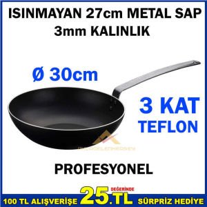 SERAMİK DIŞ YÜZEY TEFLON ALÜMİNYUM WOK TAVA 30cm
