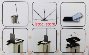 Microfiber Tablet Mop 5 Paspaslı Temizlik Seti 6+6=12 Litre Kova+Metal Sap 5adet Paspas Fiyata Dahil