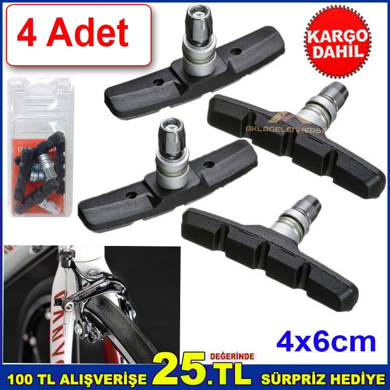 4 Adet Bisiklet Fren Pabucu 4x6cm Ebatında 4'lü Fren Pabucu Kaliteli Siyah Bisiklet Fren Pabuç -2