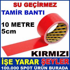 İp örgülü çok amaçlı dış mekan tamir bantı,çadır bantı 10mt boy 5cm su geçirmez KIRMIZI TAMİR BANTI