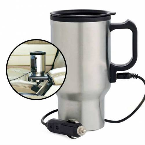 Çakmaklıkla Çalışan 12 V Çelik Araç İçi Su Isıtıcı Kettle - Araç İçi Su Isıtıcı Termos Kupa Bardak