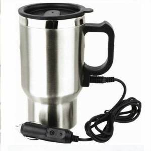Çakmaklıkla Çalışan 12 V Çelik Araç İçi Su Isıtıcı Kettle - Araç İçi Su Isıtıcı Termos Kupa Bardak