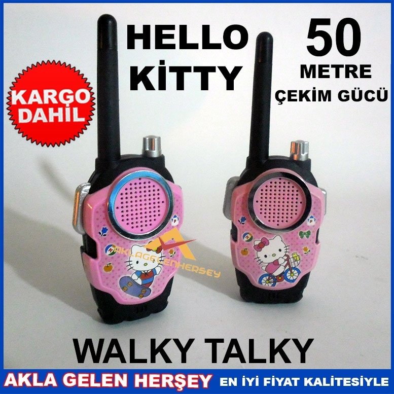 KIZ ÇOCUKLARINA ÖZEL PEMPE HELLO KİTTY TELSİZ SET WALKY TALKY KD