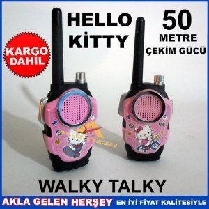 KIZ ÇOCUKLARINA ÖZEL PEMPE HELLO KİTTY TELSİZ SET WALKY TALKY KD