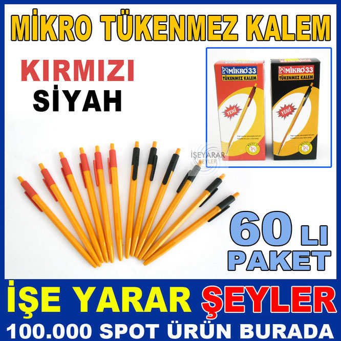 MİKRO 33 60 ADET EKONOMİK TÜKENMEZ KALEM SETİ