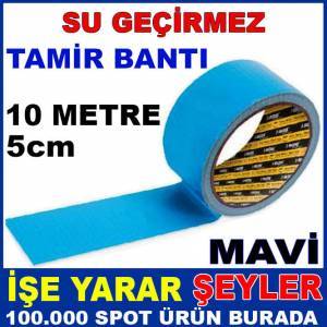 İp örgülü çok amaçlı dış mekan tamir bantı,çadır bantı 10mt boy 5cm su geçirmez MAVİ TAMİR BANTI