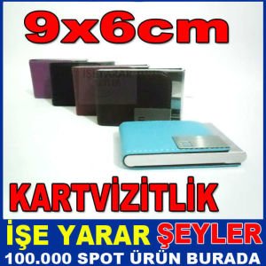 9x6cm ŞIK DERİ KAPLAMA METAL KARTVİZİTLİK