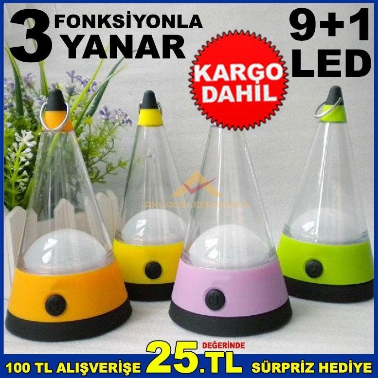 ÇOK FONKSİYONLU 10 LED SU GEÇİRMEZ KAMP LAMBASI