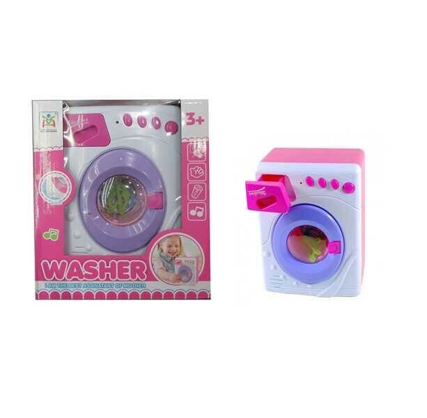 Pilli Sesli Işıklı İçerisinde Askılıklı Oyuncak Çamaşır Makinası