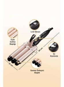 Profesyonel Seramik 3'lü Su Dalgası Saç Maşası&Şekillendirici