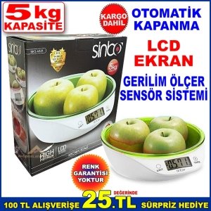 SİNBO DİJİTAL MUTFAK TERAZİSİ YÜKSEK HASSASİYET KASELİ TARTI