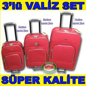HEDİYELİ 3'LÜ SEYAHAT VALİZ SETİ,ŞİFRELİ BAVUL