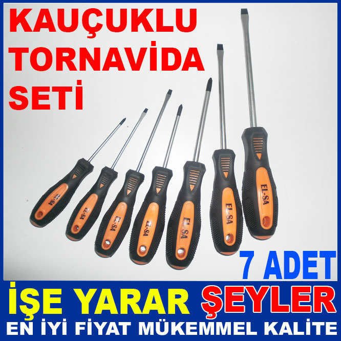 7'Lİ ERGONOMİK MIKNATIS UÇLU KAUÇUKLU TORNAVİDA