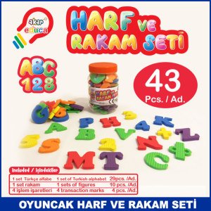 Çocuklar İçin 43 Parça Harf ve Rakam Seti - Eğitici ve Zeka Geliştirici Oyuncak Seti