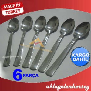 6 ADET PASLANMAZ ÇELİK ROSTRE TATLI KAŞIĞI SETİ -1