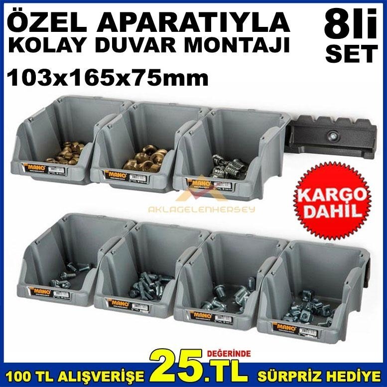 8li SET DUVARA MONTE AVADANLIK ORGANİZE SET-GRİ