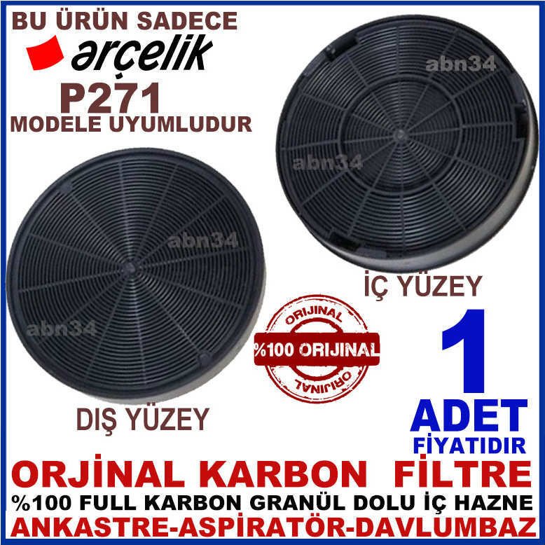 ARÇELİK ANKASTRE DAVLUMBAZ FİLTRESİ ARÇELİK P271 MODEL DAVLUMBAZ İÇİN GRANÜL KARBONLU FİLTRE