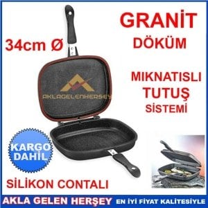 2 YEDEK SİLİKON CONTA ile GRANİT DÖKÜM İKİZ BALIK & IZGARA TAVASI