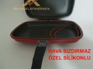 2 YEDEK SİLİKON CONTA ile GRANİT DÖKÜM İKİZ BALIK & IZGARA TAVASI