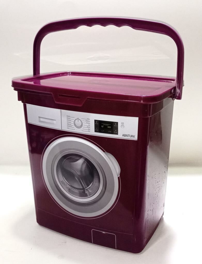 Mor Renk Çamaşır Makinası Dizayn Çok Amaçlı Kapaklı Kova 6 LT Detarjan Kutusu KirTutmaz Özel Plastik