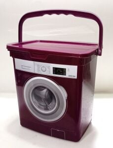 Mor Renk Çamaşır Makinası Dizayn Çok Amaçlı Kapaklı Kova 6 LT Detarjan Kutusu KirTutmaz Özel Plastik