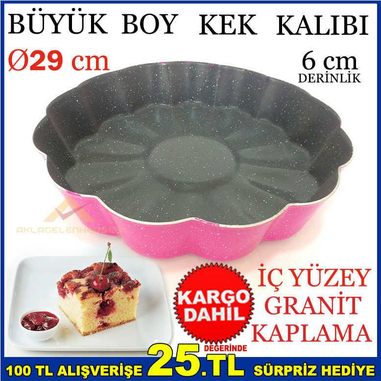 İÇ YÜZEY GRANİT KAPLAMA BÜYÜK BOY KEK KALIBI 29cm