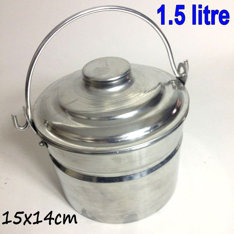 Alüminyum Bakraç,1.5 Litre Kapaklı Süt ve Yoğurt Mayalama Kabı 15cmØ Nostaljik Kova Bakaraç