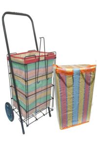 Kalın Telli Sağlam Metal Gövde Fazladan 1 Yedek Çantalı Pazar Arabası Katlanır Alışveriş Arabası