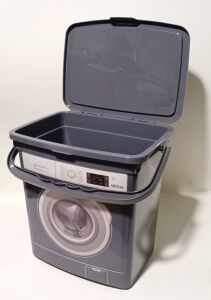 Gri Renk Çamaşır Makinası Dizayn Çok Amaçlı Kapaklı Kova 6 LT Detarjan Kutusu KirTutmaz Özel Plastik