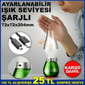 ÜFLEMEYLE YanıpSönen ŞARJLI ANTİKA İDARE LAMBASI