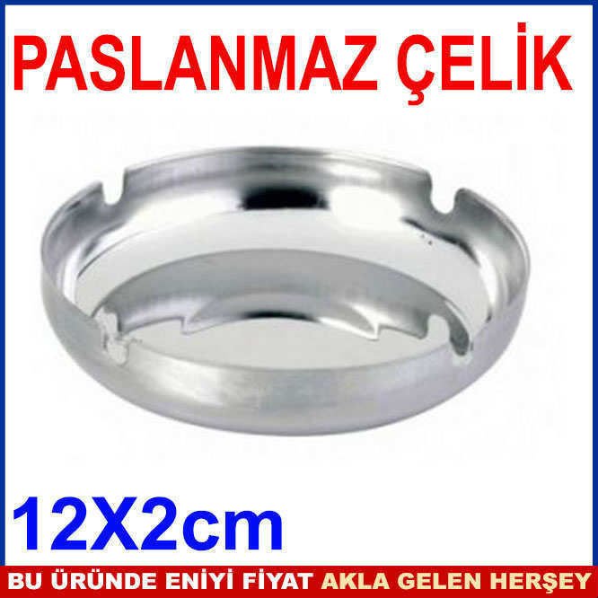 Restaurant tipi çelik küllük 12x2cm ebatlarında paslanmaz çelik kül tablası,kaliteli kahveci küllüğü