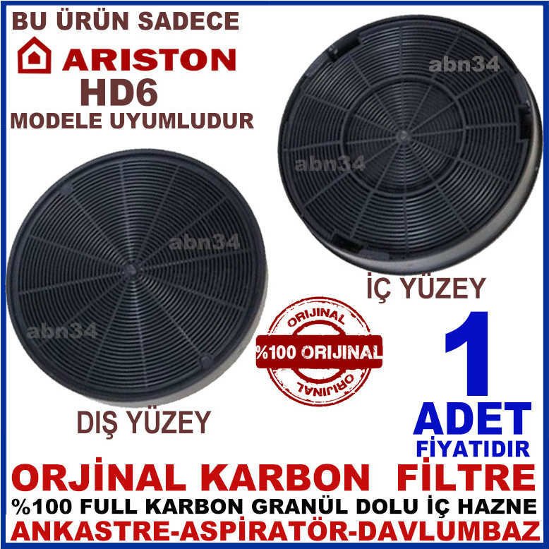 ARİSTON ANKASTRE DAVLUMBAZ FİLTRESİ ARİSTON HD6 MODEL DAVLUMBAZ İÇİN GRANÜL KARBONLU FİLTRE