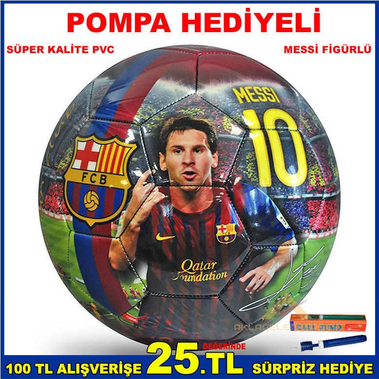 LİSANSLI FUTBOL TOPU FBC BARCELONA FUTBOL KULUBÜ MESSİ 10 FİGÜRLÜ PROFESYONEL 3 ASTARLI FUTBOL TOPU