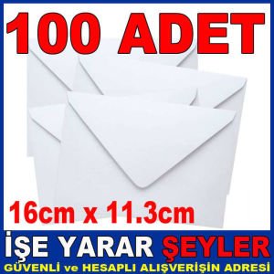 BOŞ BEYAZ MEKTUP ZARFI 16cm x 11.3cm 100 ADET