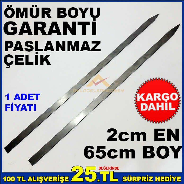 1.kalite ömür boyu garantili geniş kebab şişi 65cm paslanmaz çelik uzun boy adana-urfa kebap şişi