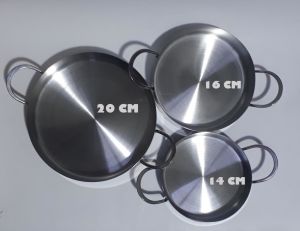 14-16-20cm İki Kulplu Üçlü Tava Seti Pslanmaz Çelik Essenso Sahan