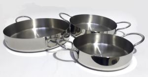 14-16-20cm İki Kulplu Üçlü Tava Seti Pslanmaz Çelik Essenso Sahan