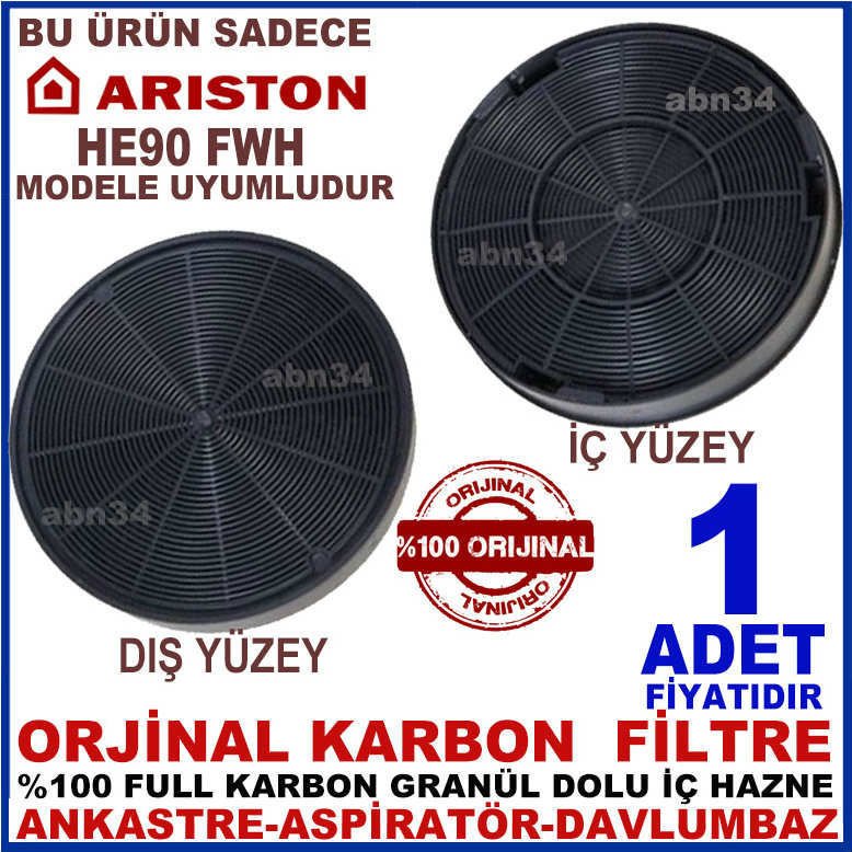 ARİSTON ANKASTRE DAVLUMBAZ FİLTRESİ ARİSTON HE90 FWH MODEL DAVLUMBAZ İÇİN GRANÜL KARBONLU FİLTRE
