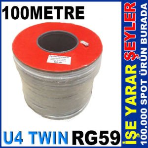100mt KABLO 0058 RG59 U-4 TWIN TV ANTEN KABLOSU