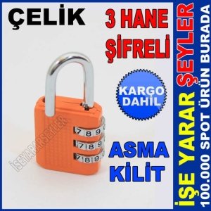 3 HANELİ ŞİFRELİ ÇELİK ASMA ÇANTA BAVUL KİLİT KD