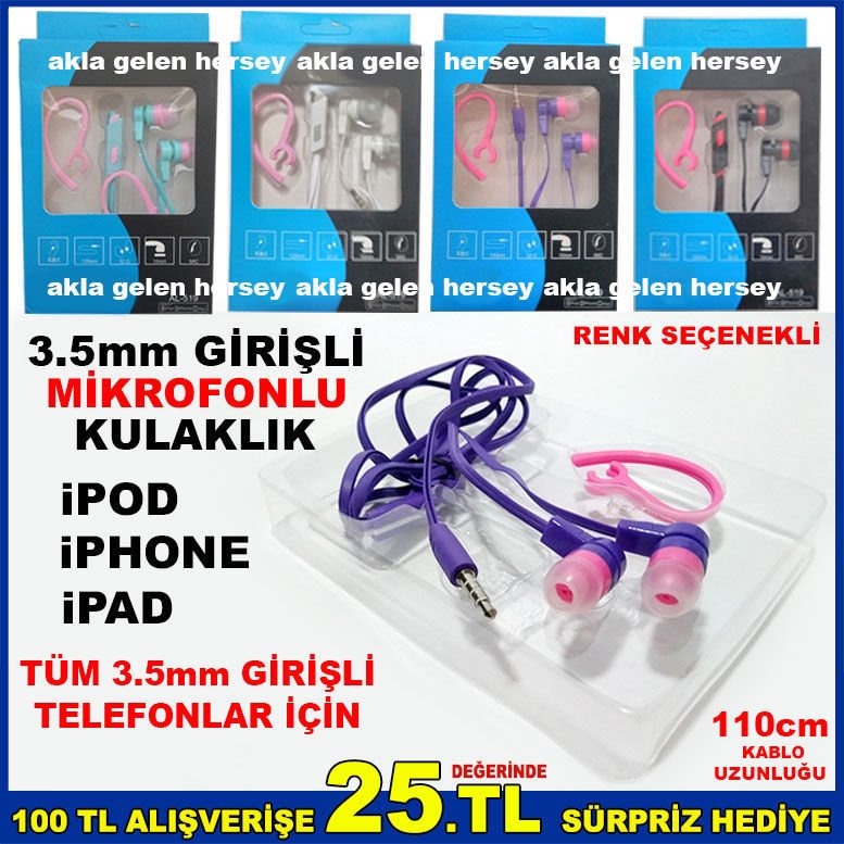 CEP TELEFONLARI İÇİN MİKROFONLU KULAKLIK 3.5mm