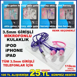 CEP TELEFONLARI İÇİN MİKROFONLU KULAKLIK 3.5mm