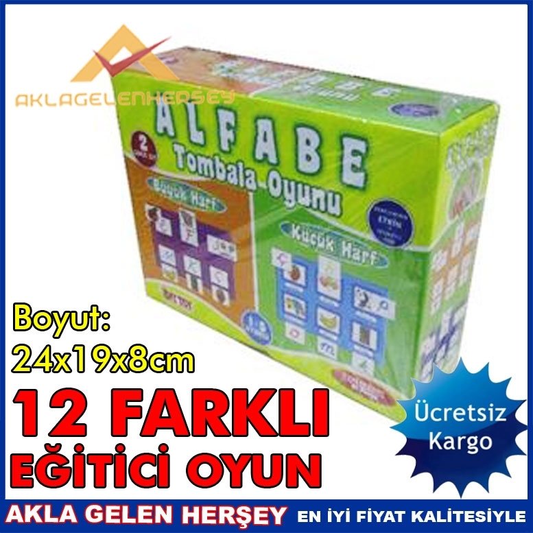 Ücretsiz Kargo ALFABE 114 PRÇ BÜYÜK KÜÇÜK HARFLİ TOMBALA OYUNU