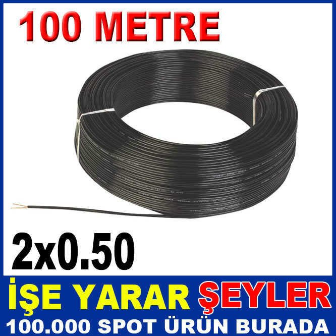 100mt KABLO 0019 SİYAH 2x0.50 HOPARLÖR KABLOSU