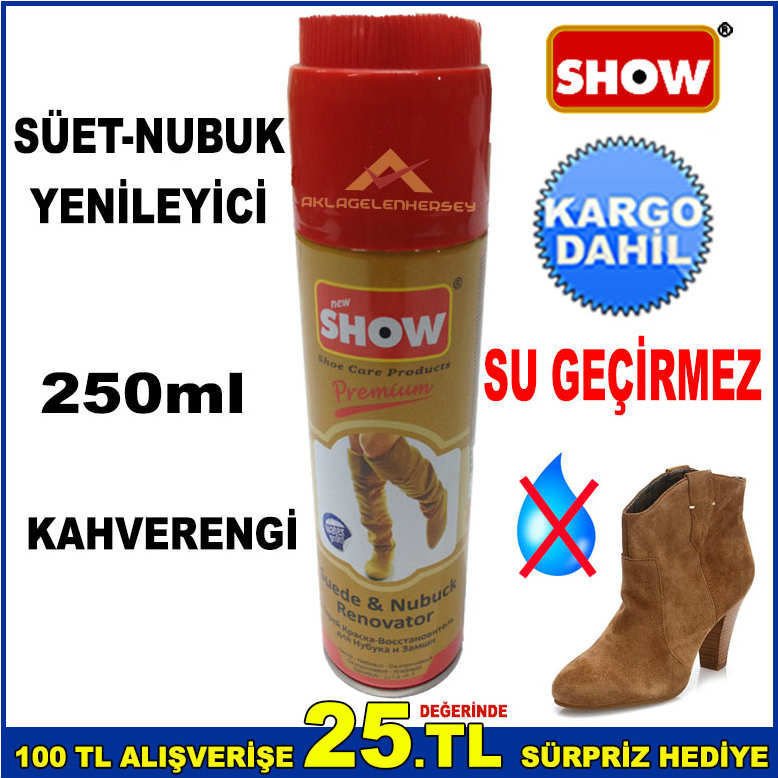 KAHVERENGİ SÜYET BOYASI SU GEÇİRMEZ 250ml SÜET,NUBUK AYAKKABI-ÇANTA-MONT BOYASI KAHVE BOYA -2